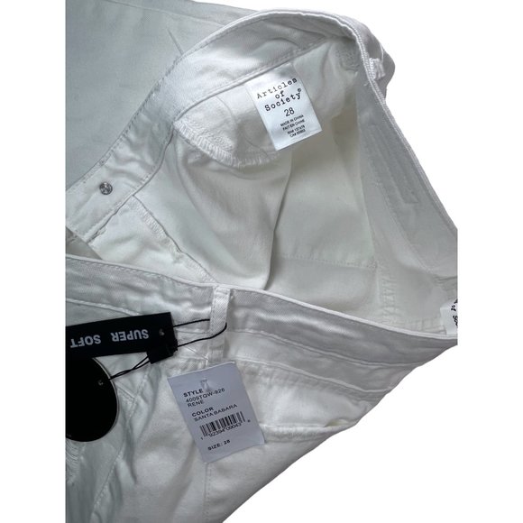 Articles of Society Jeans Rene High Rise Straight Leg Taper White Distressed 28” - Picture 8 of 12